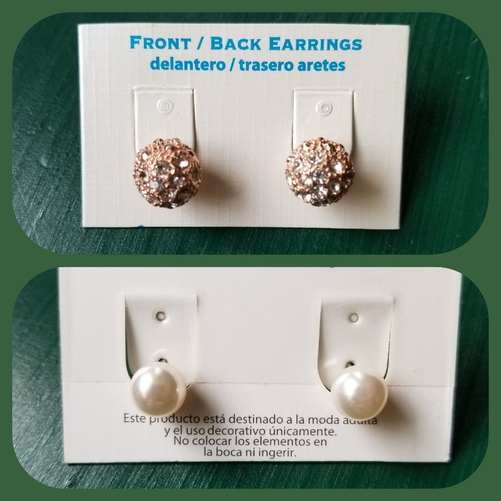 Rose gold & blush pearl earrings double sided